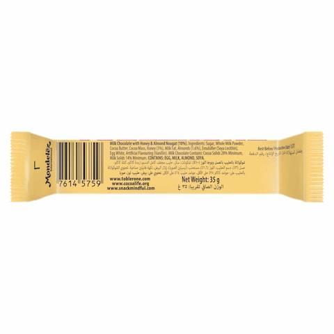 Toblerone Swiss Milk Chocolate Bar with Honey and Almond Nougat 35g