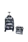 Kids Rolling School Backpack Set, 3-Piece with Lunch Bag and Pencil Case, Spinner Wheels.(Black Design Print)