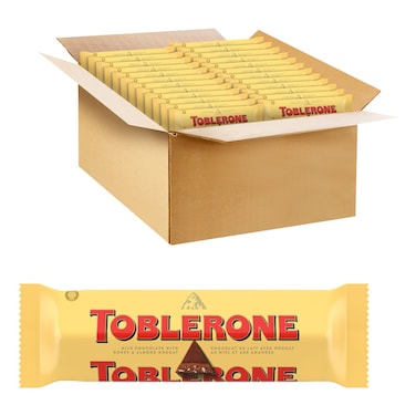 Toblerone Swiss Milk Chocolate Bar with Honey and Almond Nougat, 35g Pack of 24