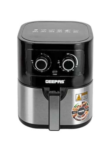 Geepas Air Fryer- GAF37541/ 4.5 L Pot with Rack, with Vortex Air Frying Technology/Multiple Function, 1-30 Min Timer, Ideal for Fries, Steak 2 Years Warranty