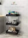 Home Care Tiered Cart Shelf &ndash; Collapsible Rolling Cart for Multi-Use Organization, Portable Design, Mobile Storage Rack for Kitchen, Bath, Mesh Tray Rack with Wheels   Standing Shelf Units
