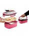 Lunch Box - 2 Layers and 3 Sections Compartments, Leak-Proof Bento Model: LunchMate - Microwave &amp; Dishwasher Safe, Includes Spoon &amp; Fork - Convenient Handle for School, office,Work,and Travel (Pink)