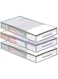 ECVV&reg; 3-Pack Under Bed Storage Containers, 81L x 45W x 15H cm, Collapsible Fabric Boxes with Windows &amp; Handles, Gray, Non-Woven Space-Saving Storage for Clothing, Blankets &amp; Quilts