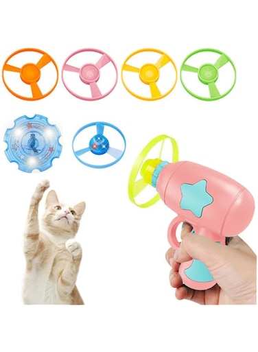 NeoStyle Cat Toy Launcher with Colorful Flying Propellers Set, Cat Playing Tracking Interactive Toys for Kitten Chasing Training Hunting(pink（6pcs））