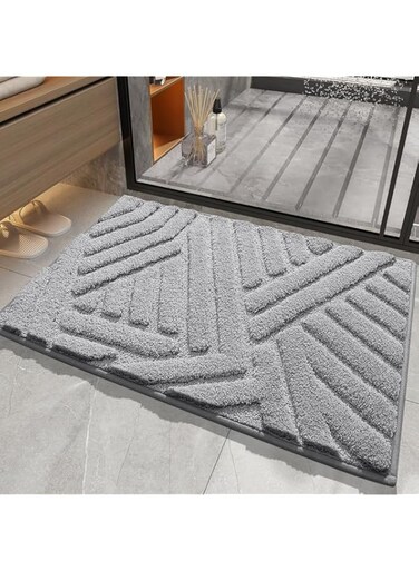 Extra-Soft Plush Bath Rugs Shower Mat, Non-Slip Shaggy Bath Carpet, Bathroom Rug Mat, Machine Washable Bath Mat for Bathroom, Shower, and Tub，15.7"x 23.6" (light grey)