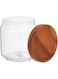 Billi Glass Canister with Stackable Wooden Lid Small 500ML, Clear/Brown, ACA-OG56-SL