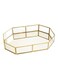 Lady Hexagon Metal and Glass Medium Serving Tray Golden/Clear 31.5 x 21.5 x 5cm