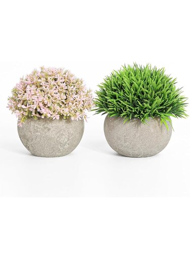 Artigreen 2 Pcs Artificial Plants Mini Fake Plants in Pots Small Faux Plants Decor Artificial Greenery for Home Bedroom Indoor Office Bathroom Farmhouse Room Coffee Table Decor