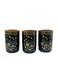 Ceramic Set of 3 Canister 1 Liter * 3 with a Wooden Lid, Black and Golden Design