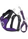 Lukovee Dog Safety Vest Harness with Seatbelt, Dog Car Harness Seat Belt Adjustable Pet Harnesses Double Breathable Mesh Fabric with Car Vehicle Connector Strap for Dog (Medium, Purple Seatbelt)