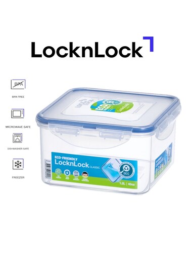 &amp; LOCK LocknLock 1.2 Square Airtight Food Storage - BPA-Free, Microwave, Freezer, and Dishwasher Safe