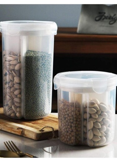 Kitchen Grain Tank Plastic Bean Receiving Box Transparent Food Storage Tank Moisture proof Sealing Tank 2pcs (Small + Big) Home Kitchen Office