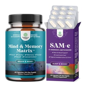 Natures Craft Brain Supplements for Memory, MindMemory Matrix and SAM e Supplement