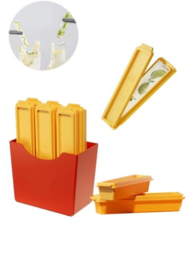 Pcs French Fry Shaped Ice Stick Cube Trays For All Sizes Of Cup Sizes And Bottle Mouths, Ice Lolly Square Discs Made Of Easy Push Pop Material With Magnetic Storage Box, Ideal For Sports And Water Bottles