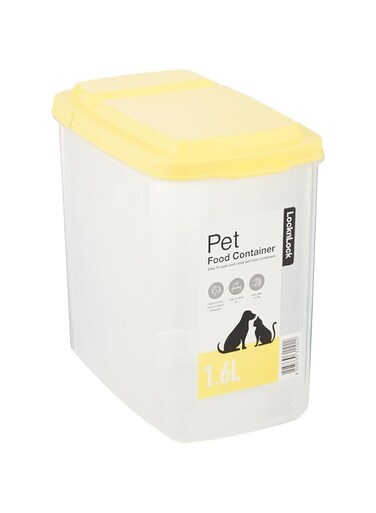 LocknLock Lock &amp; Pet Dry Food Container, 1.6 Litre Capacity, Yellow/White
