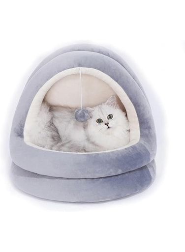 TAME Cat Bed for Indoor Cats, cat Sofa Cat Houses for Indoor Cats or Small Dogs, Puppy, Kitty, Kitten, Rabbit, Anti-Slip &amp; Water-Resistant Bottom (LARGE)