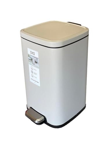 EKO Stainless Steel Color coated Slow Closing Bin 6L Silver
