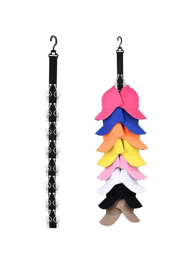 Khazna Cap Rack, Holds Up To 16 Caps for Baseball Hats, Ball Caps - Best Over Door Closet Organizer for Men, Boy or Women Hat Collections, Display Racks With Clips, Perfect Holder and Storage