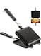 MAKINGTEC Sandwich Maker, Non-stick Grilled Sandwich and Panini Maker Pan with Handle, Stovetop Toasted Sandwich Maker Aluminum Flip Pan for Home Kitchen, black