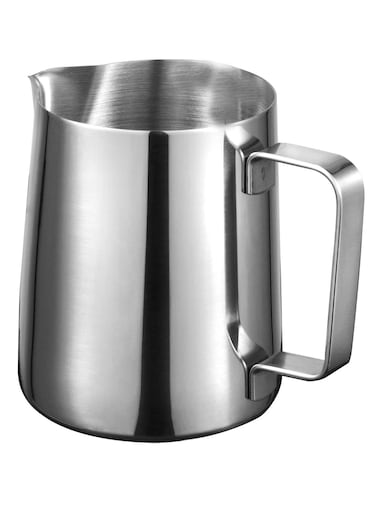Care Stainless Steel 600ml Milk Frothing Pitcher Measurements on Both Sides Inside Plus eBook &amp; Microfiber Cloth Perfect for Espresso Machines Milk Frothers Latte Art, Silver