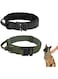 YHRY Tactical Dog Collar, Adjustable Military Training Nylon Dog Collar with Control Handle And Heavy Metal Buckle for Medium And Large Dogs, Large Dog Pet Collar (Black + Greener, L)