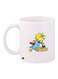 Cartoon Printed Ceramic Coffee Mug White/Yellow/Blue 11ounce
