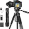 Eocean Tripod for Camera, 200cm Aluminum Camera Tripod Heavy Duty Tripod Stand for DSLR/Mobile Phone, Tall Camera Stand Travel Video Tripod with Carry Bag
