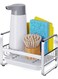 Sponge Holder for Kitchen Sink With Removable Drip Tray Stainless Steel Kitchen Sink Caddy for Organizing Sponge, Brush, Kitchen Sink Organizer Rack with Adhesive or Counter Top Silver