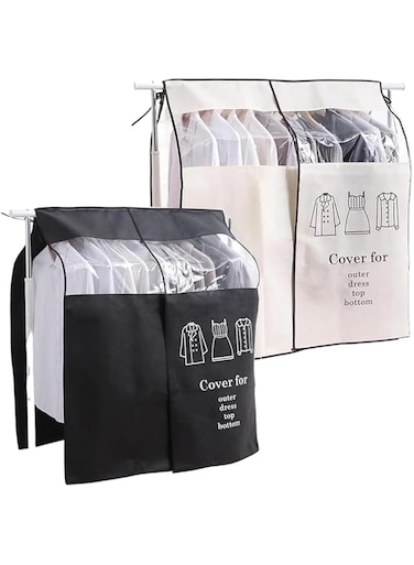 Joyzzz Clothes Cover, 2Pcs Transparent Cover Clothes Rack Dustproof, Garment Bags Household Three-Dimensional Clothing Dust Cover, Clothing Dustproof Covers with Magic Tape for Home Clothes