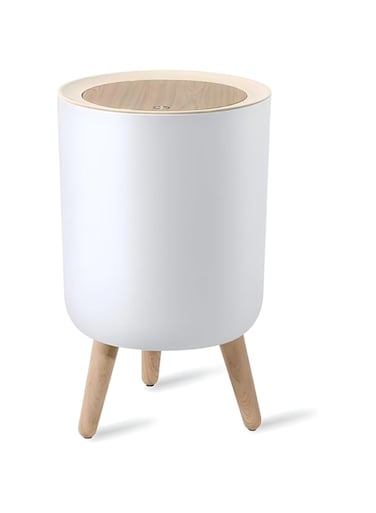 ANTOLE Trash Can with Lid 10L, Bathroom Trash Can with Lid,Office Garbage Can Waste Basket with Push Button, Nordic Small Trash Bin for Bedroom, Toilet, Kitchen,Pet Proof Trash Can (Style-round)