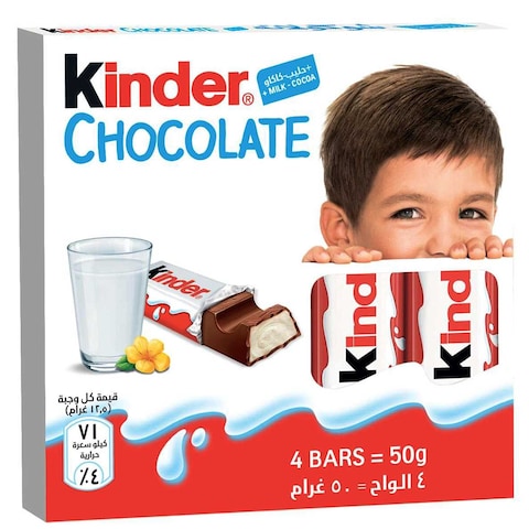Kinder Chocolate Pack of 4 Bars, 50g