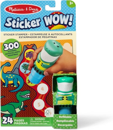 Melissa &amp; Dough Sticker Wow Sticker Stamper &amp; Activity Pad-Dinosaur &ndash; 300+ Stickers, Self-Inking Stamper &amp; 24 Activity Pages &ndash;Mess-Free Craft For Kids &ndash; Ages 3+  Md32012