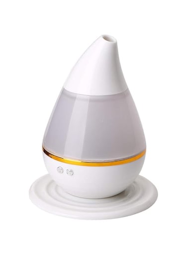 HALAMODO USB Car Humidifier Diffuser, Water Droplet Mini Aroma Essential Oil Diffuser 7 Color Changing Timer Setting Mist humidifier for Spa Office -White 5x6inch(12x15cm)