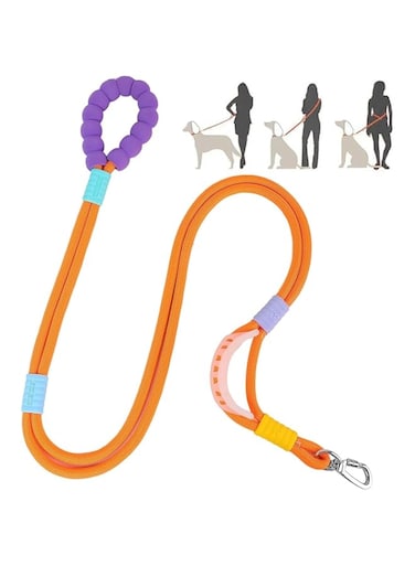 Crossbody Dog Leash, Dog Leash,5 FT Heavy Duty Dog Training Leash,Double Handle Comfortable Padded Hands Free Dog Leash,Adjustable Crossbody Waist Leash for Small Medium Large Dogs(Orange)