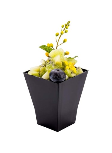 Restaurantware-2 Ounce Dessert Cups, 100 Square Appetizer Cups - Disposable, Small Size, Black Plastic Dessert Shooters, Sturdy, For Fruits, Parfaits, Or Snacks, Use At Parties, Events