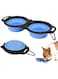 MAKINGTEC Collapsible Dog Bowls, Portable Travel Pet Feeder Bowl, 2 in 1 Expandable Silicone Pet Food &amp; Water Double Bowl, Cat Feeder Dish with Carabiner for Walking, Traveling, Hiking, Camping（Blue）