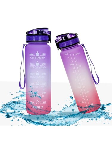 Water Bottle 1L with Time Marker Tritan BPA Free &amp; Leak-proof Water Bottles for Fitness Sport, Gym, Workout, Outdoor Sports, Office, Adults &amp;Kids