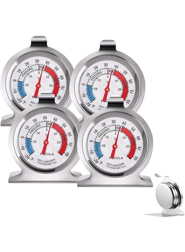 Duomama 4-Pack Refrigerator Thermometer, Large Dial -30 to 30&deg;C / -20 to 80&deg;F, Classic Fridge &amp; Freezer Thermometer with Red Indicator for Accurate Temperature Monitoring