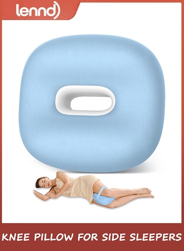 Knee Pillow for Side Sleepers - Hip Pain Relief, Memory Foam Leg Pillow for Side Sleeping, Between Legs Pillow for Sciatica Lower Back Pain, Knee Pillow with Ice Silk Cover and Elastic Strap