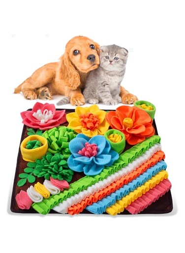 Oliumt Snuffle Mat for Dogs, Sniff Mat Slow Feeding Mat for Small Pets Cats, Rabbits - Help Stress Relief and Training - Stimulate Your Pet's Foraging Skills! (Brown)