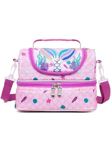 Eazy Kids Mermaid Chrome Bottle/Lunch Bag, Purple