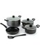 Delcasa 8 Piece Non Stick Cookware Set DC2911 CD Bottom, Bakelite Handles And Glass Lid Casserole, Fry Pan, Nylon Turner