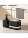 Hand and Dish Soap Dispenser Set for Kitchen, Dual Soap Pump Dispenser with Towel Rack and Sponge Holder, Kitchen Accessories Sink caddy, Kitchen Sink Organizer Storage Rack.