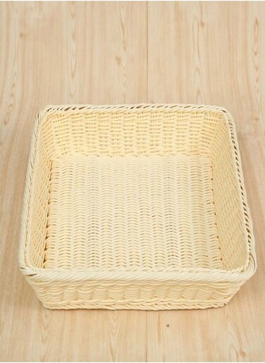 1-Piece Handmade Bamboo Rattan Rectangular Fruit Basket Food Storage Bowls Service Tray Kitchen Organizer 40x30x10cm