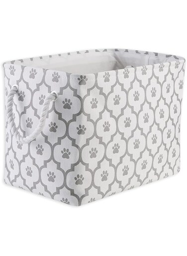 Bone Dry Pet Storage Collection Lattice Paw Print, Medium Rectangle, White/Gray