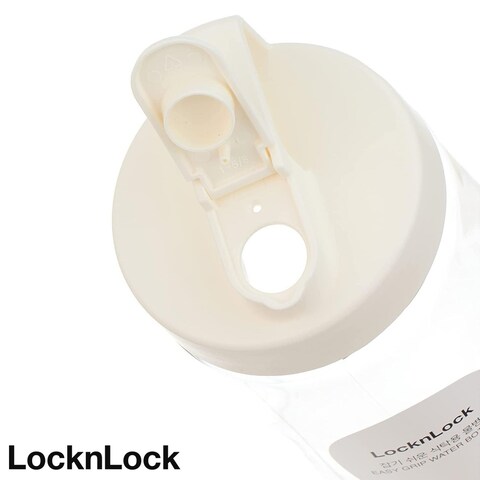 LocknLock 1.5L Easy Grip Water Bottle - White, Transparent with Detachable Lid for Fridge and Tabletop Use