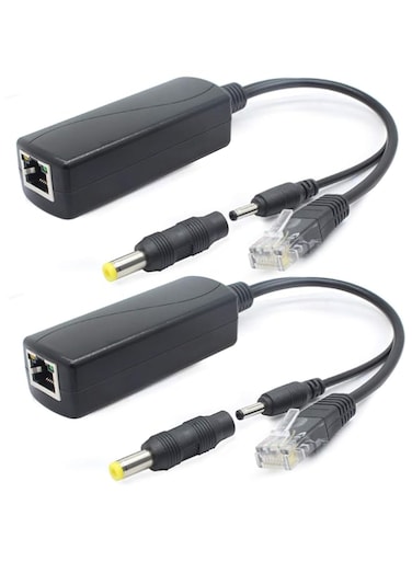ANVISION 2-Pack 5V Gigabit PoE Splitter, 48V to 5V 2.4A, Plug 3.5mm x 1.35mm, 5.5mm x 2.1mm Connector, IEEE 802.3af Compliant, for IP Camera and More