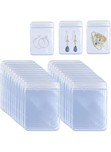 ALMEKAQUZ Zipper Bag, PVC Clear Bag,Antitarnish Plastic Bags,Jewelry Anti Oxidation Zipper Bag,or Packaging Jewelry Earrings Rings Cellophane Wrap, 5 x 7cm/2 x 2.7 inch(100 Pieces)
