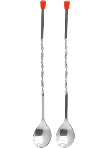 Steel Bar Spoon Set - 21.5 Cm Silver Cocktail Mixing Spoon With Long Handle, Spiral Stirring for Bar Accessories Silver 21.5cm