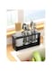 TERRIFI Countertop Cutlery Drying Holder - ableware Holder Box Tabletop Separated, Tableware Organizer with 3 Cups, Bathroom Toothpaste Cosmetic Brush Tooth Holder for Kitchen and Bathroom (Black)